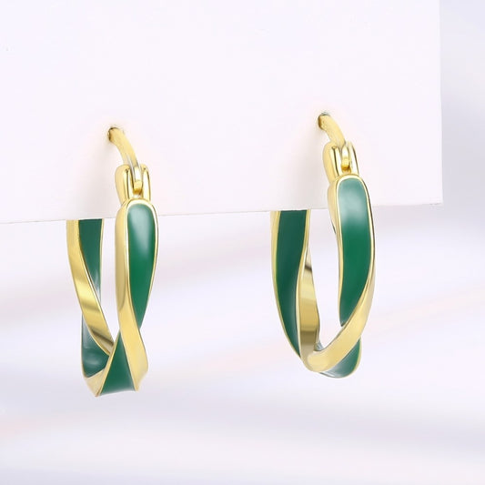 Arany tónusú Emporia Ötvözetű Fülbevaló Zöld Emporia® Kristállyal
