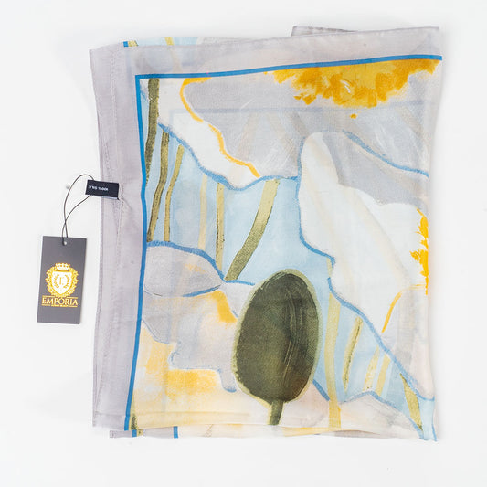 Tündöklő Kert Sál, 85 X 180 Cm, Világoskék, 100% Vegán Selyem