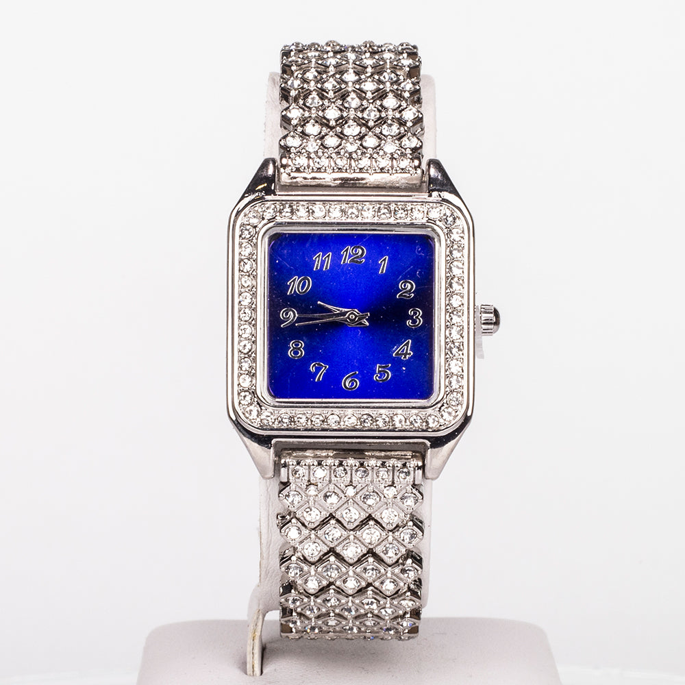 Arany tónusú Emporia Ötvözetű Óra Kék Emporia® Kristállyal és Fehér Emporia® Kristállyal ( Nyaklánc+Fülbevaló+Medál )