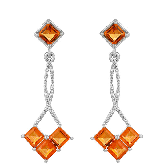 Ezüst Fülbevaló Padparadschai Kvarccal