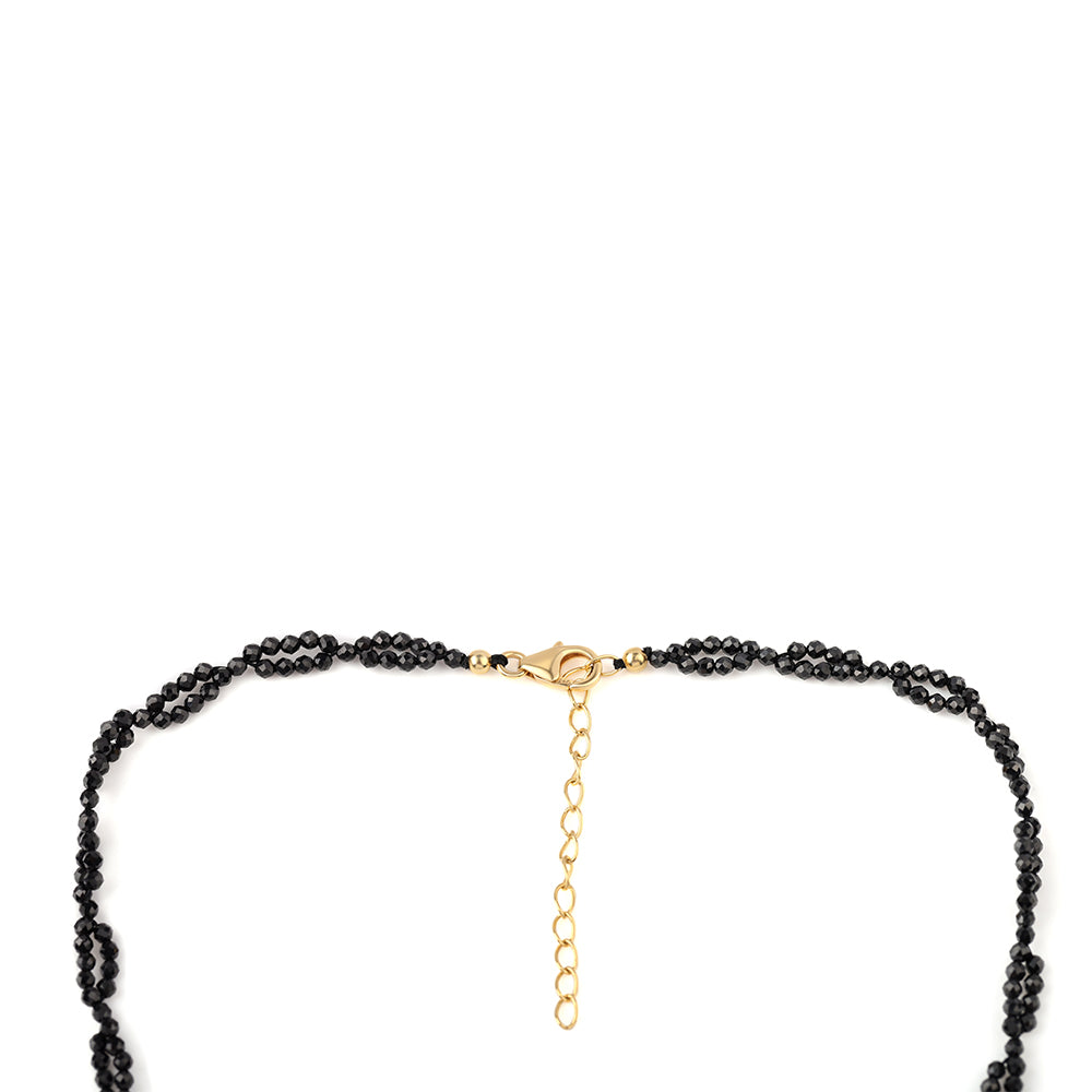 Arannyal Bevont Ezüst Nyaklánc Fekete Spinellel