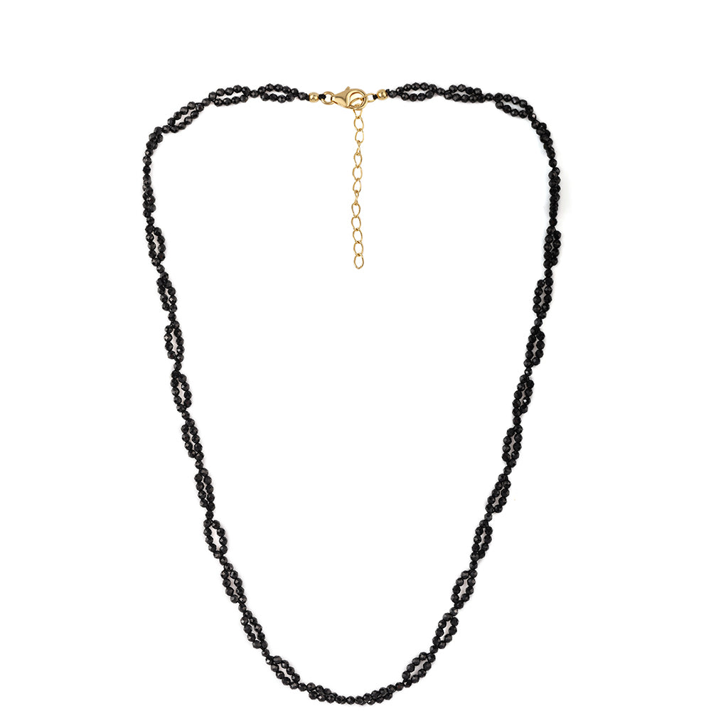 Arannyal Bevont Ezüst Nyaklánc Fekete Spinellel 5 