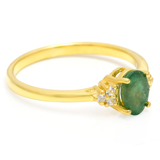 Arannyal Bevont Ezüst Gyűrű Brazil Smaragddal