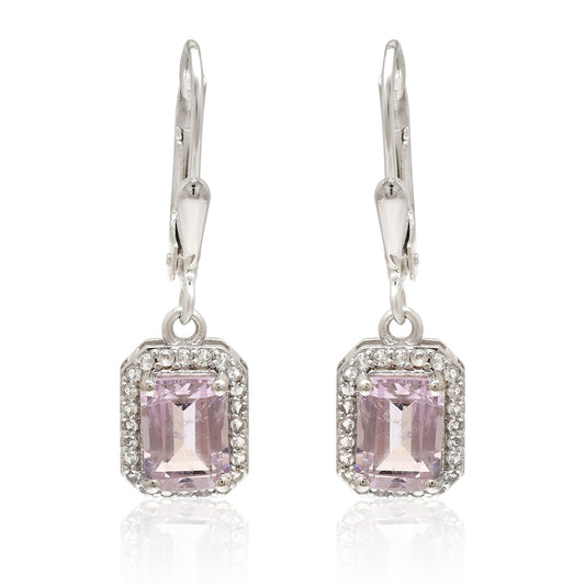 Ezüst Fülbevaló Brazil Ametiszttel és Fehér Topázzal