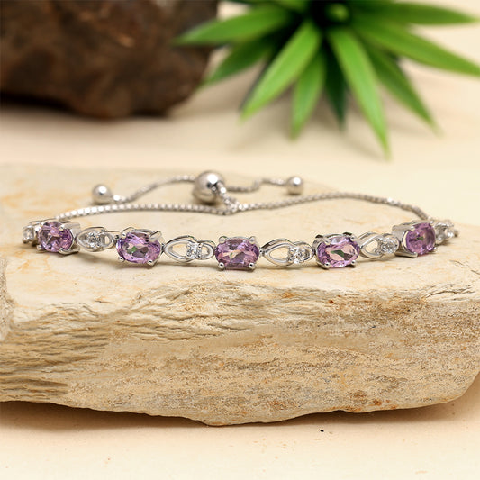 Ezüst Karkötő Fehér Topázzal és Brazil Ametiszttel