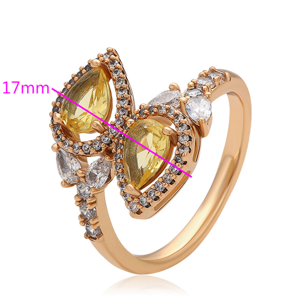 Arany tónusú Emporia Ötvözetű Gyűrű Sárga Emporia® Kristállyal és Fehér Emporia® Kristállyal 2 