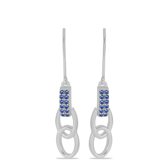 Ezüst Fülbevaló Minősített laboratóriumban előállított Királykék Moissanite-tel