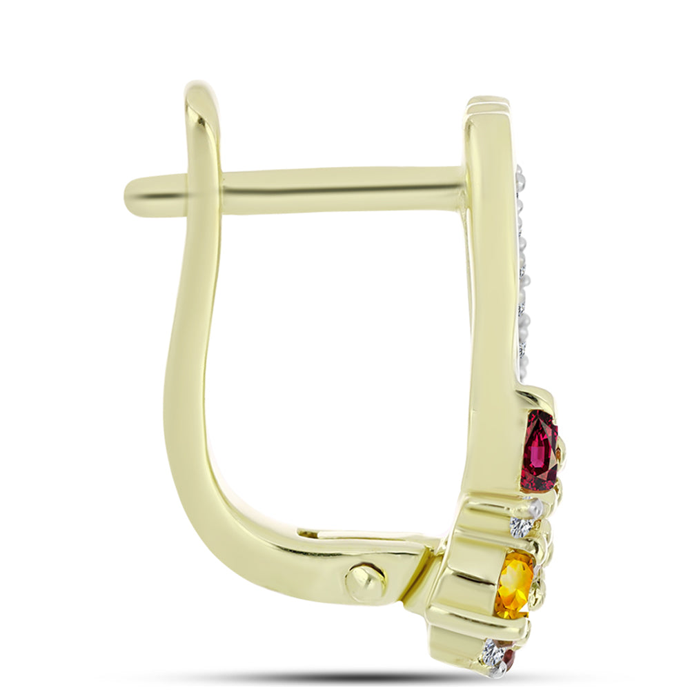 Arannyal Bevont Ezüst Fülbevaló Csakra Tourmalinnal és Fehér Topázzal 2 