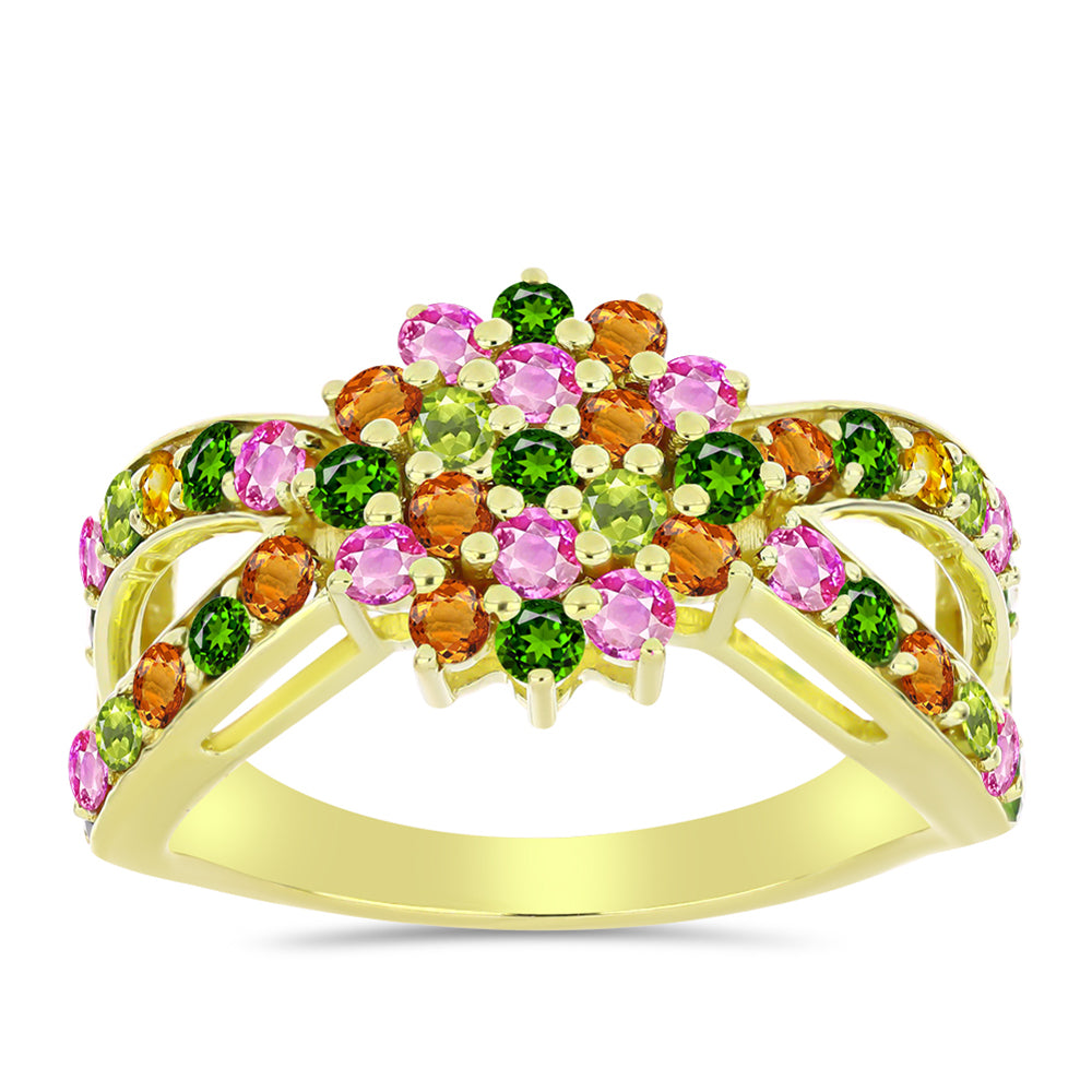 Arannyal Bevont Ezüst Gyűrű Csakra Tourmalinnal