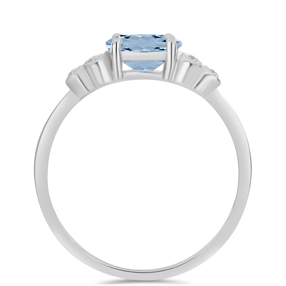 Ezüst Gyűrű Embu Megyei Aquamarinnal és Fehér Topázzal