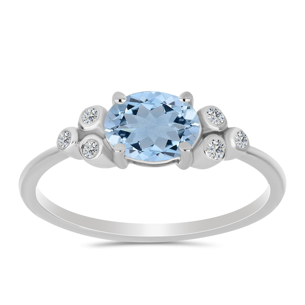 Ezüst Gyűrű Embu Megyei Aquamarinnal és Fehér Topázzal