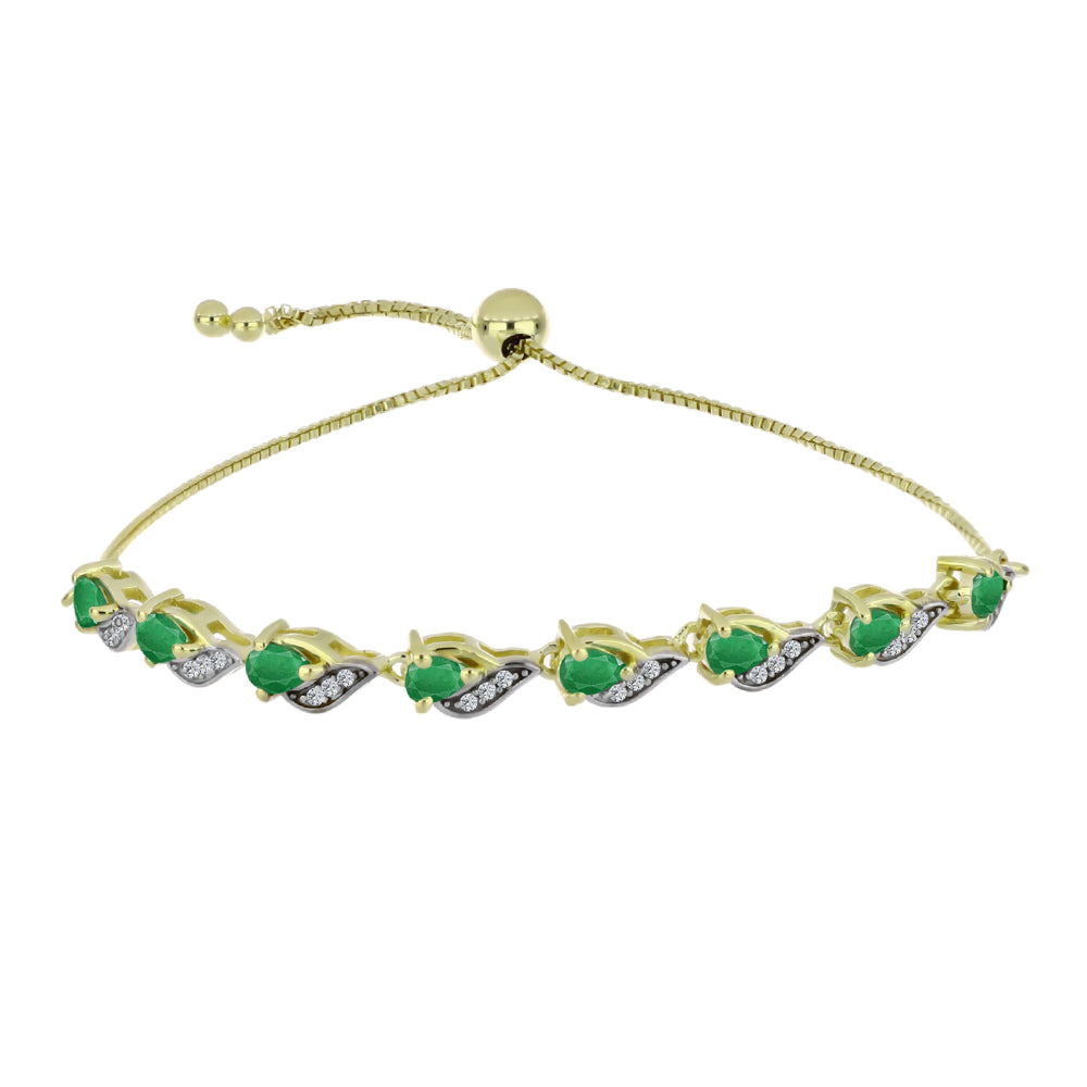 Arannyal Bevont Ezüst Karkötő Zambiai Smaragddal és Fehér Topázzal 1 