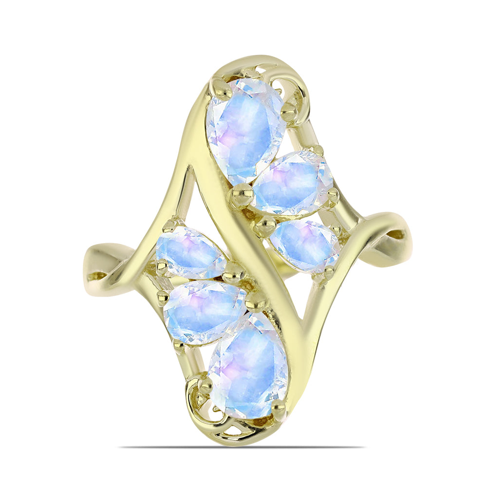 Arannyal Bevont Ezüst Gyűrű Szivárvány Holdkővel 1 