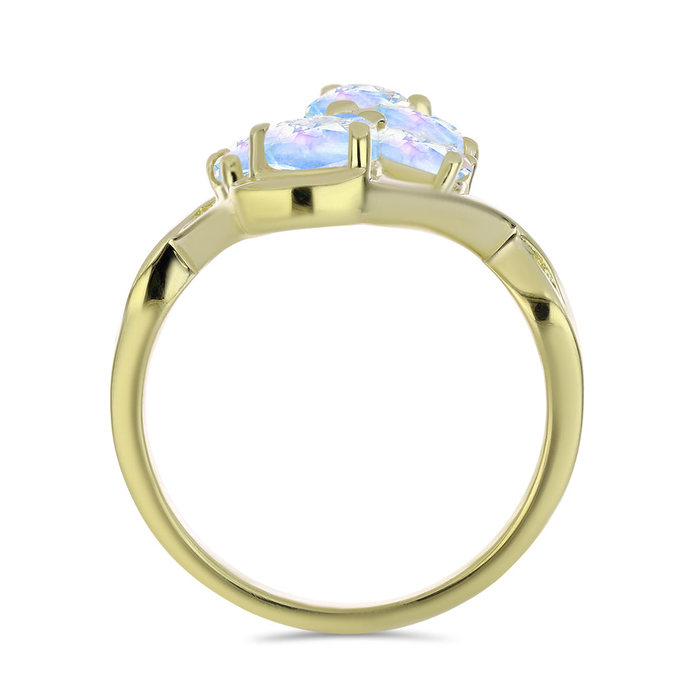 Arannyal Bevont Ezüst Gyűrű Szivárvány Holdkővel