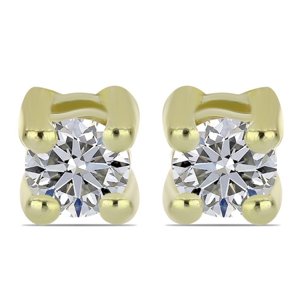 Arannyal Bevont Ezüst Fülbevaló Minősített laboratóriumban előállított Gyémánttal