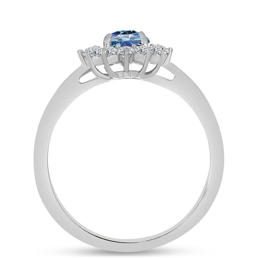 Ezüst Gyűrű Óceánkék Moissanite-tal