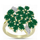 Arannyal Bevont Ezüst Gyűrű Zöld Acháttal