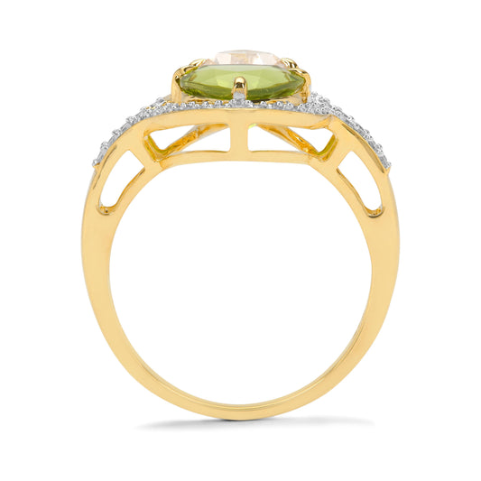 Arany Gyűrű Changbai Peridottal és Morganittal