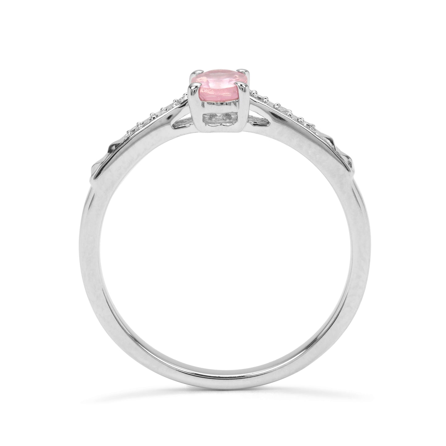 Ezüst Gyűrű Rózsaszínű Spinellel és Fehér Gyémánttal