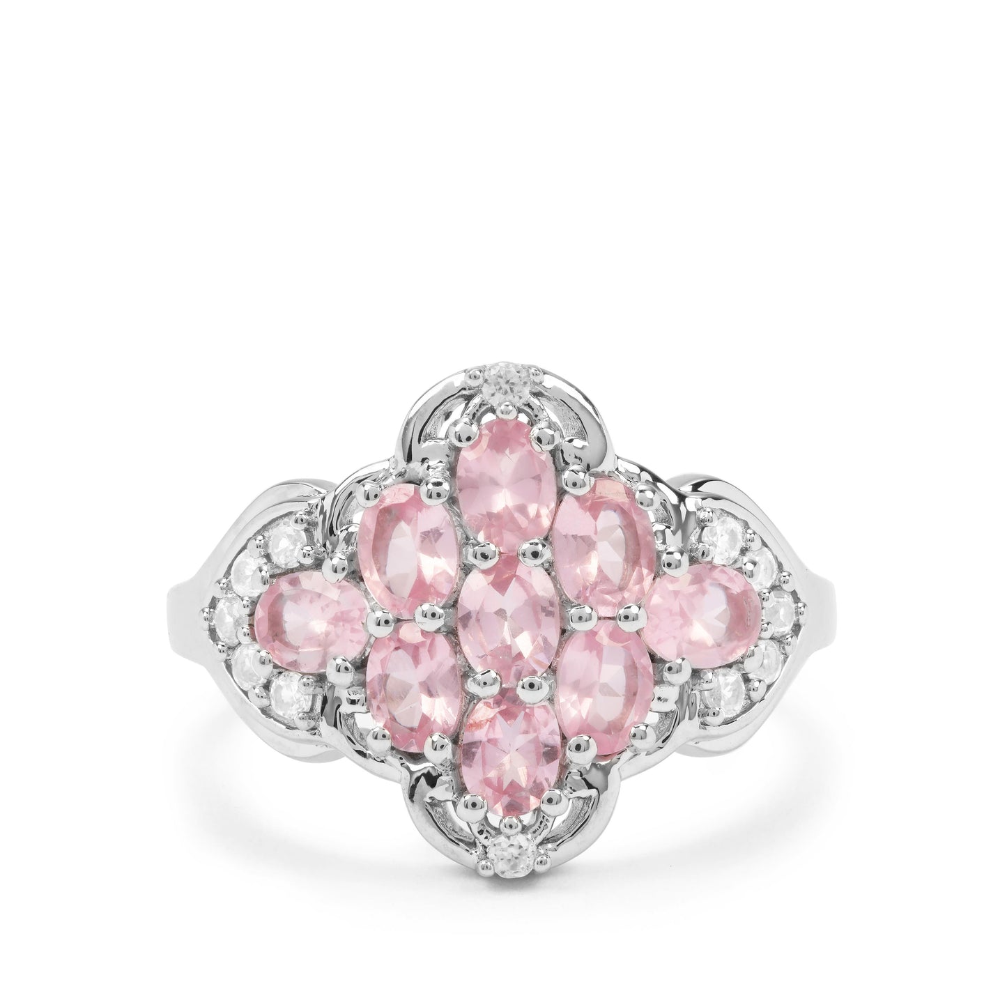 Ezüst Gyűrű Rózsaszínű Spinellel és Fehér Cirkónnal