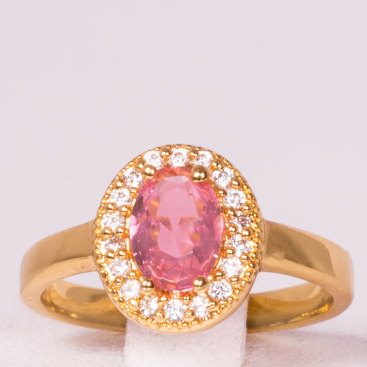 Arany Bevonatú Gyűrű Rózsaszínű Emporia® Kristállyal