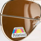 Emporia Italy - Pilóta Napszemüveg "SIVATAG", polarizált UV szűrős napszemüveg tokkal és tisztítókendővel,  világosbarna lencsék, arany színű keret