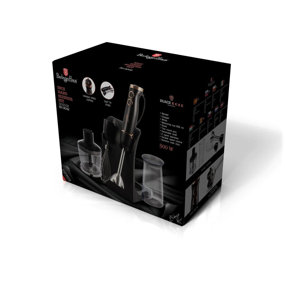 Berlinger Haus 5 részes Kézi botmixer és Aprító Szett Állvánnyal, Black Rose Kollekció 2 