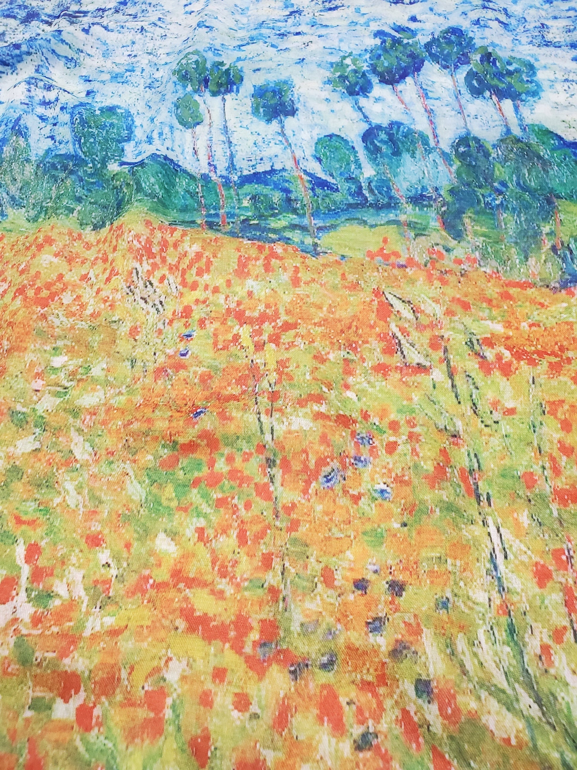 Pamut Sál-Kendő, 70 cm x 180 cm, Monet - Poppy Field 5 