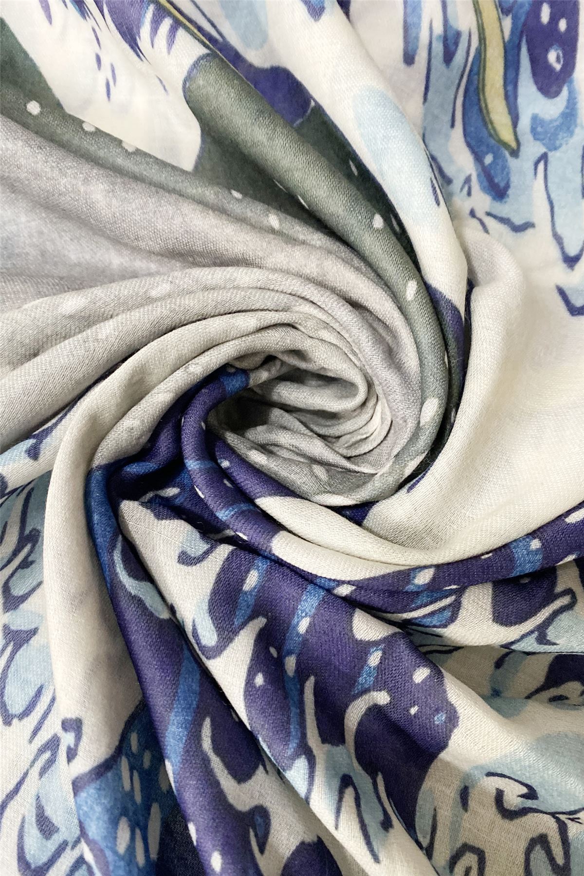 Pamut Sál-Kendő, 70 cm x 180 cm, Hokusai's - Great Wave Frayed 3 