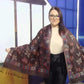 100% Valódi Pashmina Kasmír Sál-Kendő, 70 cm x 170 cm, Pillangó Mintás, Fényes Fekete - Ékszer Galéria