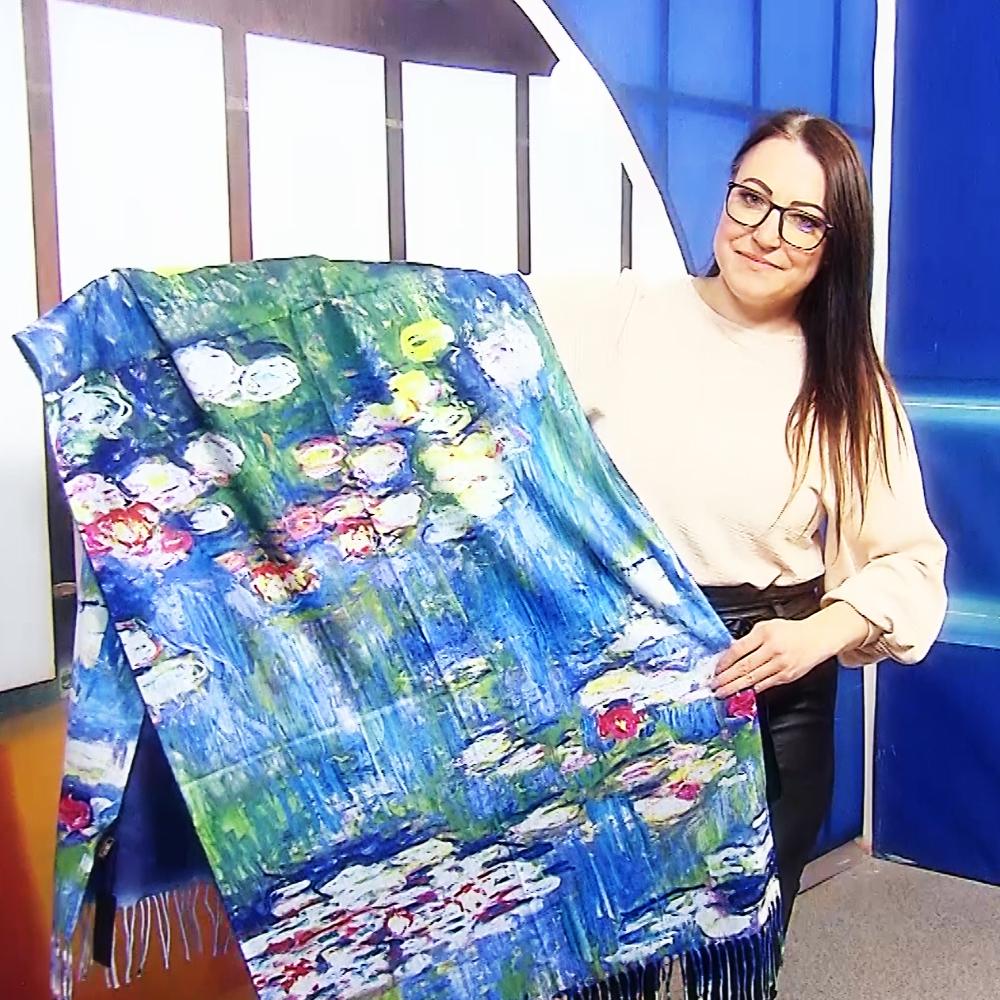 Gyapjú Sál-Kendő, 70 cm x 180 cm, Monet-Water Lilies Painting 2 