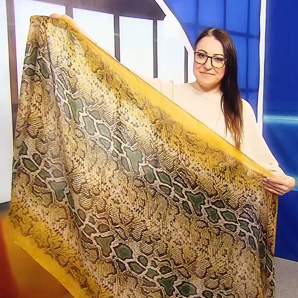 Kígyó Mintás, Sárga Sál-Kendő, 90 cm x 190 cm 3 