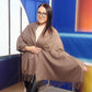 100% Valódi Pashmina Kasmír Sál-Kendő, 70 cm x 170 cm, Világosbarna - Ékszer Galéria