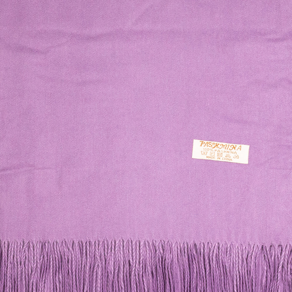 100% Pashmina Kasmír Sál, 70 cm x 170 cm, Szuper Puha, Sima Halványlila 2 