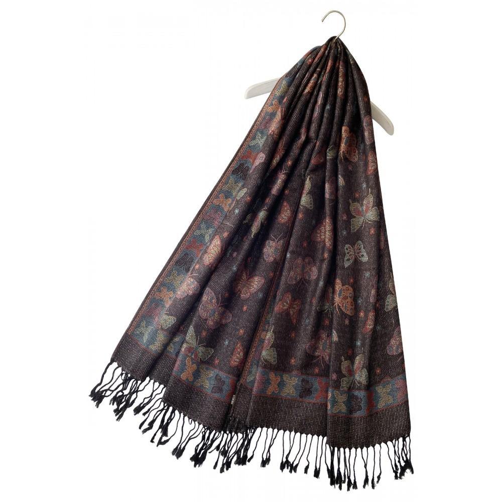 100% Valódi Pashmina Kasmír Sál, 70 cm x 180 cm, Pillangó Mintás 1 100% Valódi Pashmina Kasmír Sál, 70 cm x 180 cm, Pillangó Mintás - Ékszer Galéria