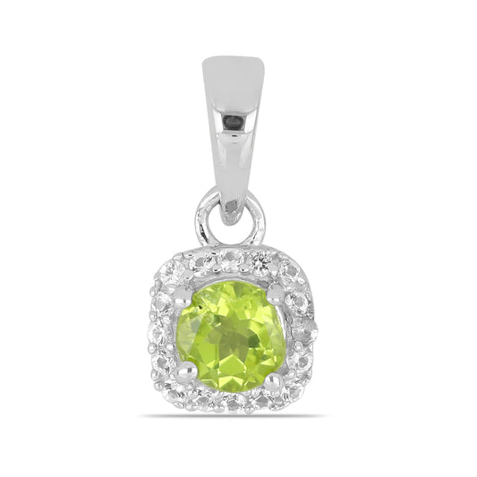 Ezüst Medál Changbai Peridottal és Fehér Topázzal