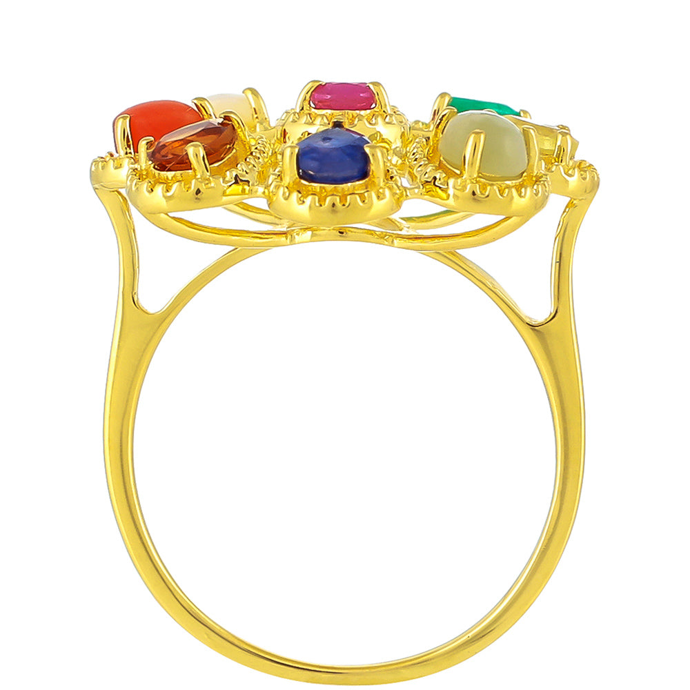 Arannyal Bevont Ezüst Gyűrű Gyémánttal és Thai Rubinnal