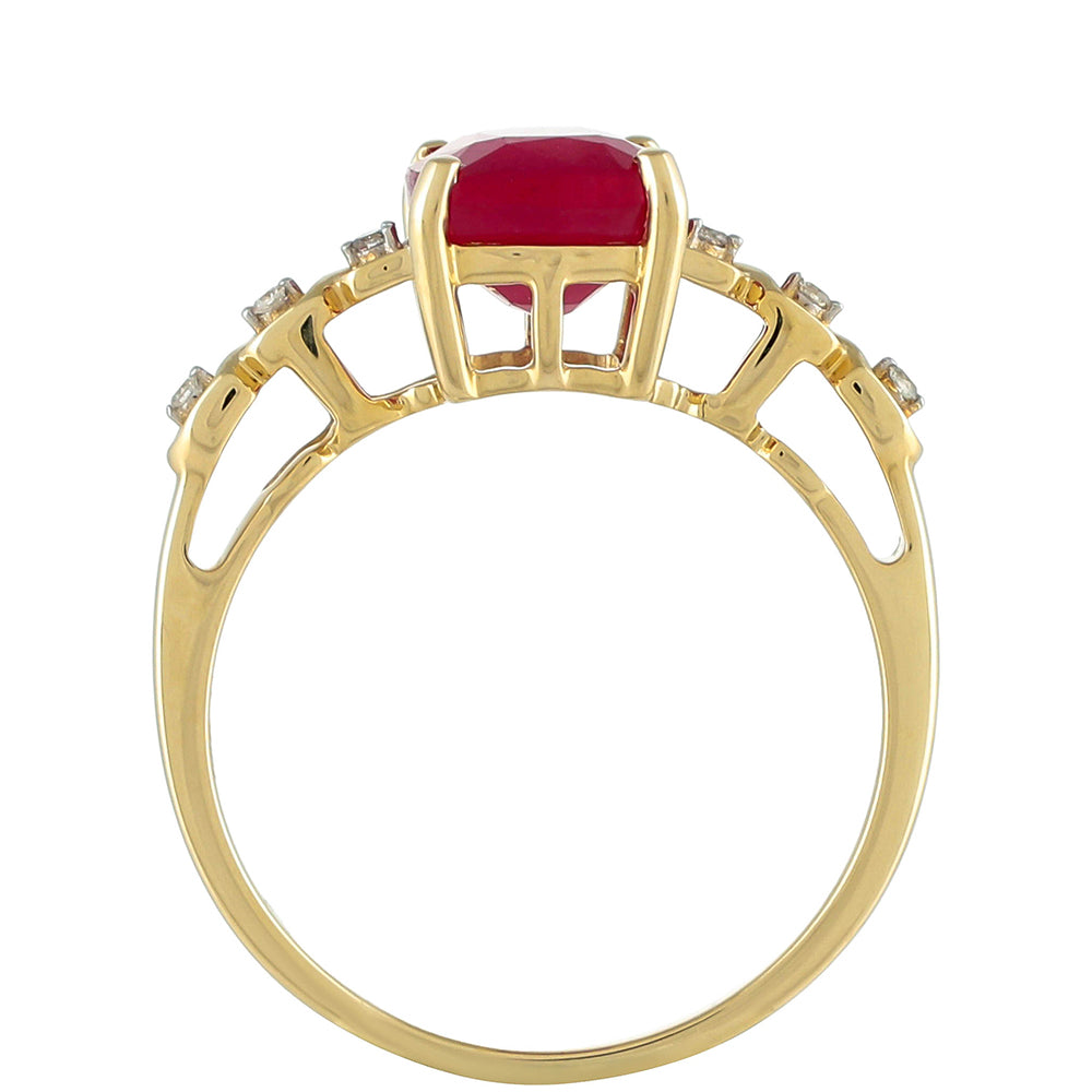 Arany Gyűrű Thai Rubinnal és Fehér Gyémánttal