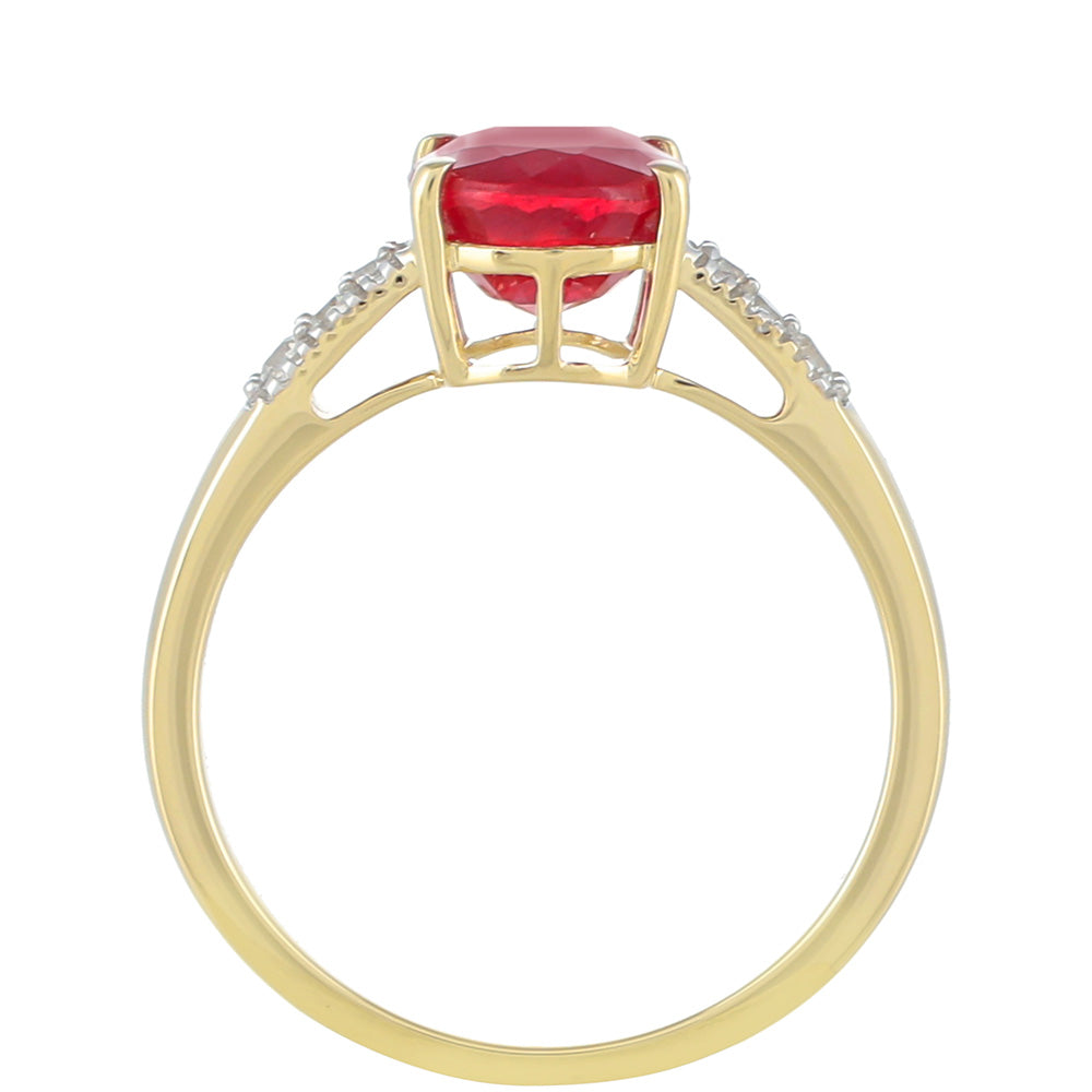 Arany Gyűrű Thai Rubinnal és Fehér Cirkónnal