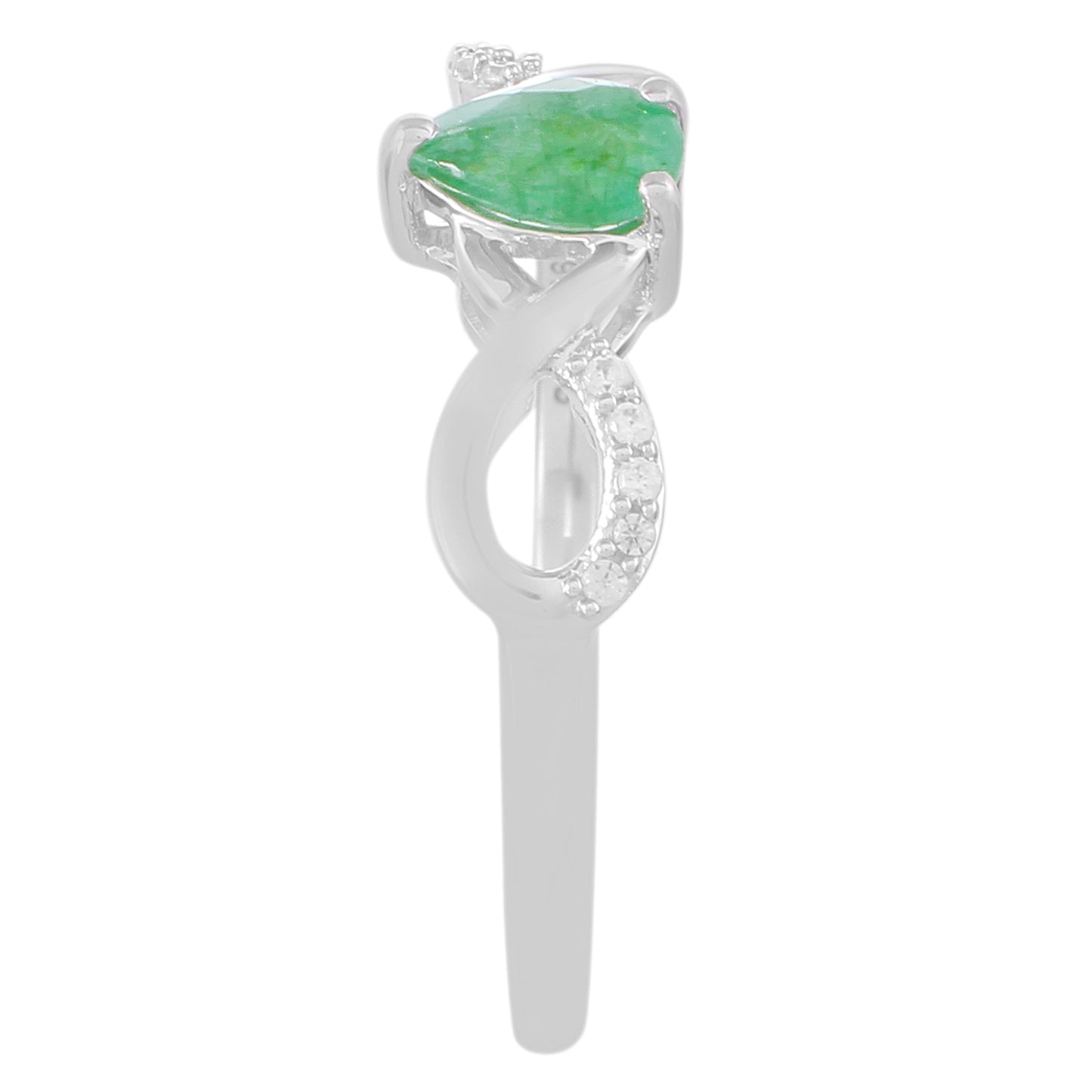 Ezüst Gyűrű Brazil Smaragddal és Természetes Cirkónnal