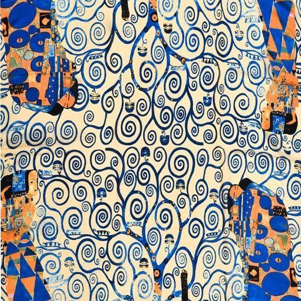 100% Selyem Sál, 90 cm x 180 cm, Klimt - Az Élet fája, Impresszionista 6 100% Valódi Selyem Sál-Kendő, 90 cm x 180 cm, Klimt - Tree of Life - Ékszer Galéria