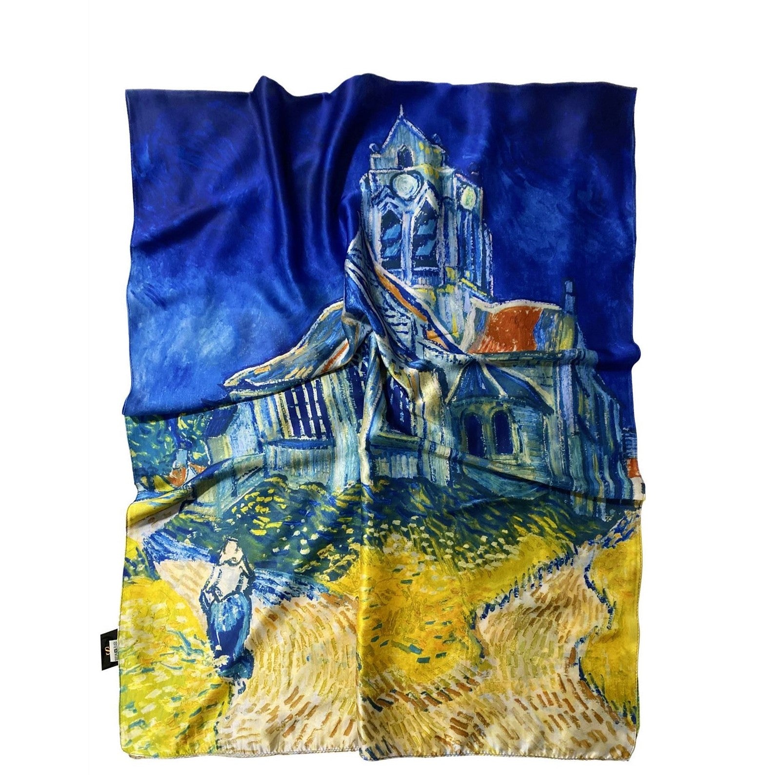 Selyem Sál-Kendő, 70 cm x 180 cm, Van Gogh - The Church At Auvers 3 