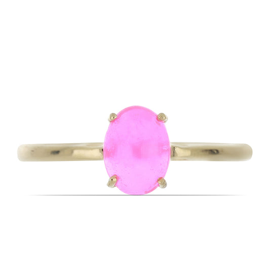 Arannyal Bevont Ezüst Gyűrű Pink Opállal