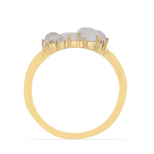 Arannyal Bevont Ezüst Gyűrű Grant Megyei Szivárvány Holdkővel és Égkék Topázzal