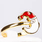 Arany Bevonatú Szett Vörös Emporia® Kristállyal (Nyaklánc+Fülbevaló+Karkötő+Gyűrű+Medál)