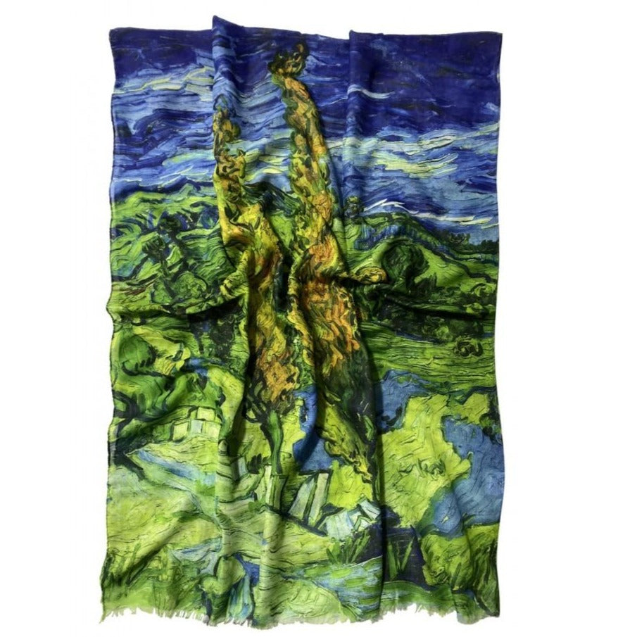 Pamut Sál-Kendő, 70 cm x 180 cm, Van Gogh - Two Poplars 2 