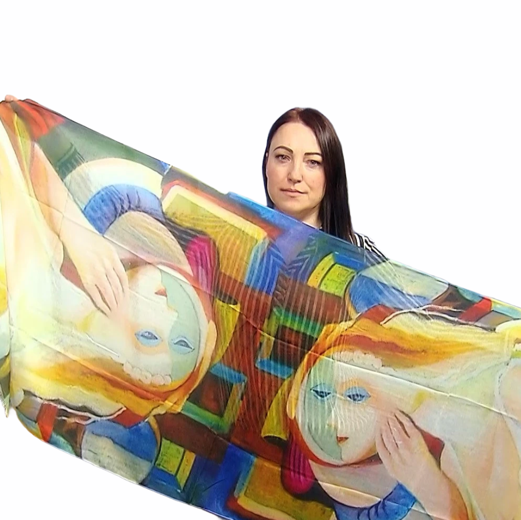 Pamut Sál-Kendő, 70 cm x 180 cm, Picasso - Abstract Style Portrait 1 