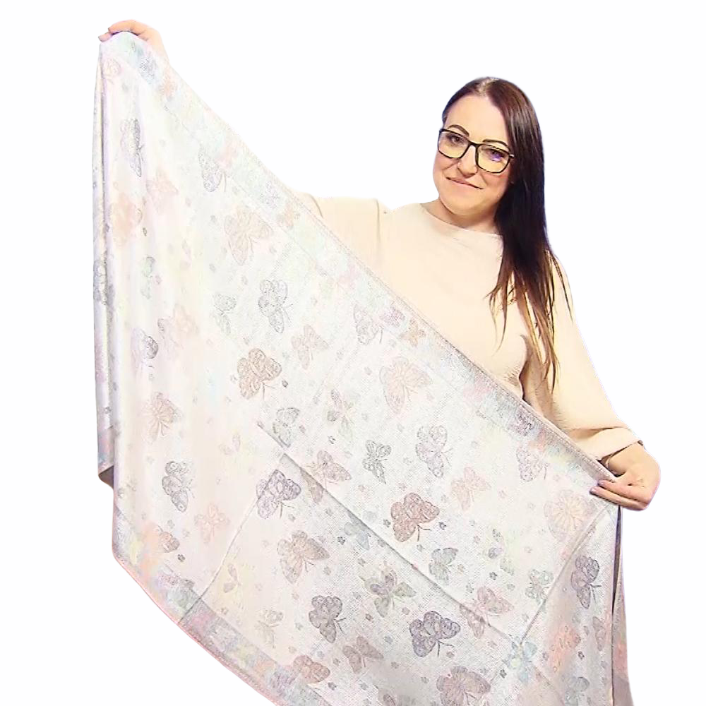 100% Valódi Pashmina Kasmír Sál-Kendő, 70 cm x 170 cm, Pillangó Mintás, Fényes Fehér 1 100% Valódi Pashmina Kasmír Sál-Kendő, 70 cm x 170 cm, Pillangó Mintás, Fényes Fehér - Ékszer Galéria